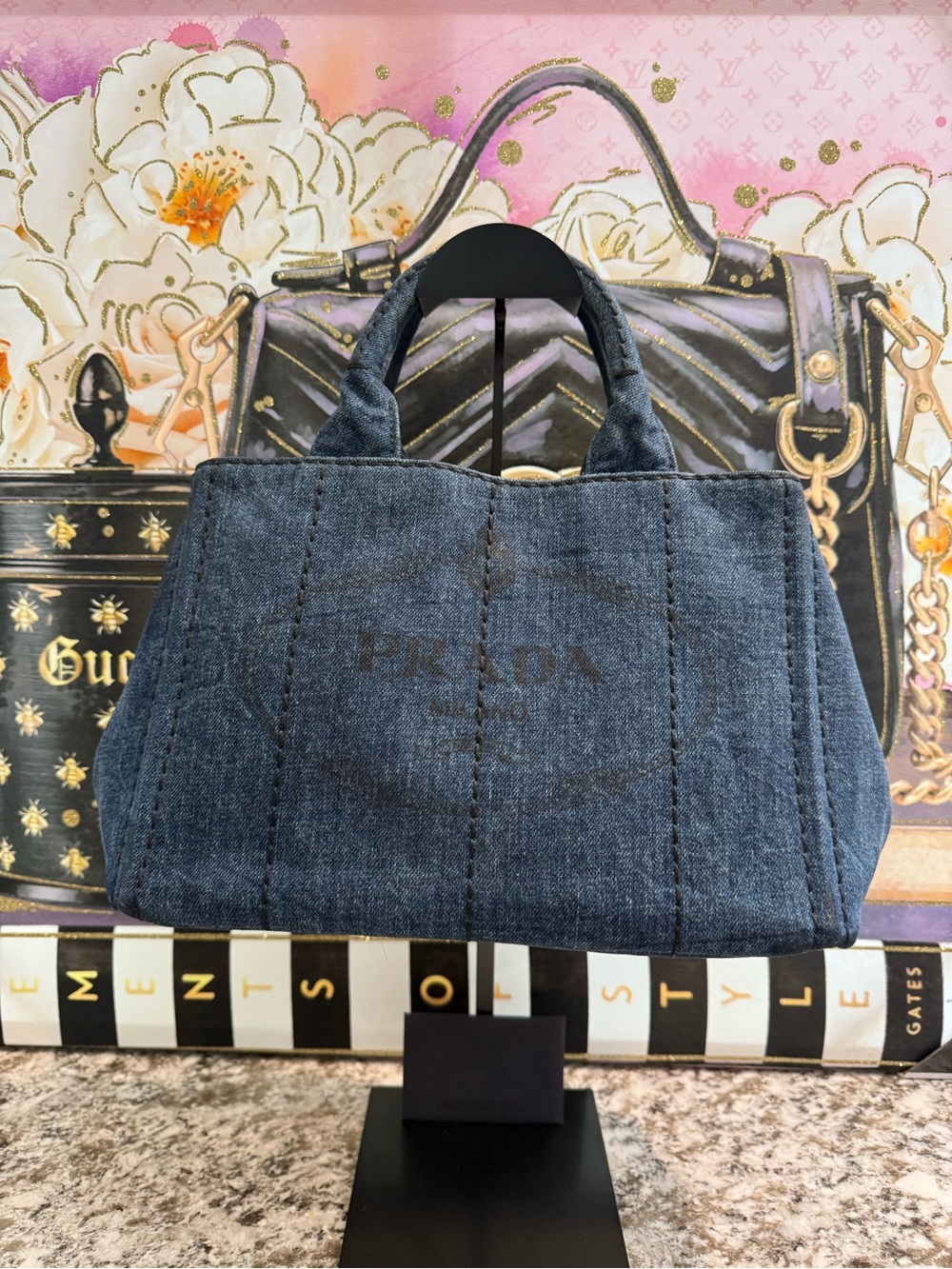 Prada Canapa Blue Denim Mini Tote